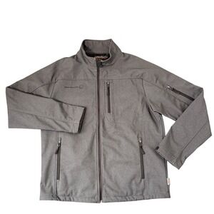 Free Country Soft Shell Gray Full Zip Jacket (MED) Lightweight Minimal Fall Coat